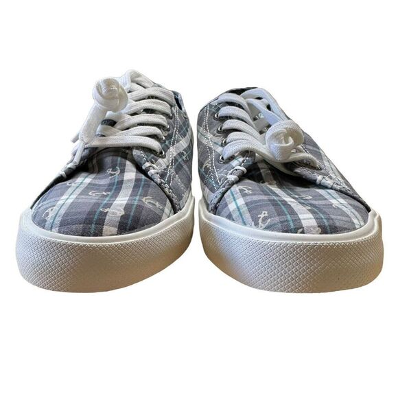 Sperry Women's Top-Sider Pier View Anchor Gray Plaid Sz 8 Nautical Sneakers - Picture 3 of 9